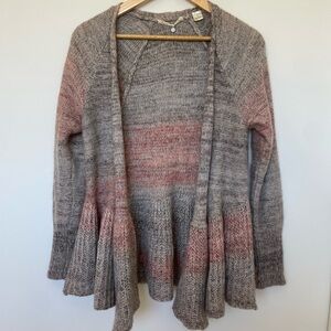 Knitted & Knotted (Anthropologie) Ombre Open Cardigan XS Boho Wool Blend